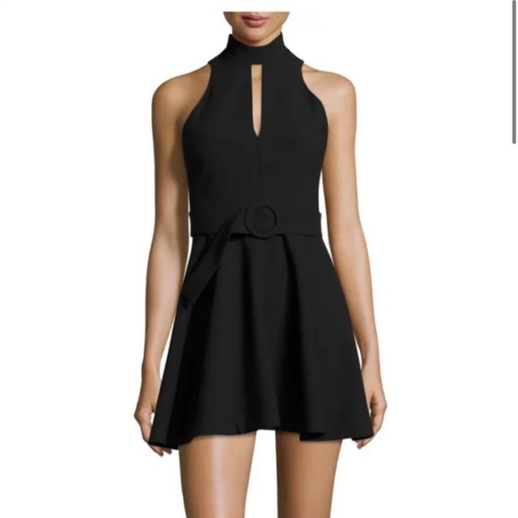 Cinq A Sept Dress Juni Mock-Neck Keyhole A-line Sleeveless Mini Black - Picture 1 of 12
